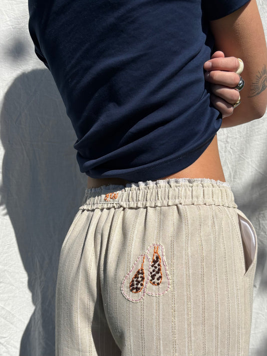 Pants Papaye en lin et polyester